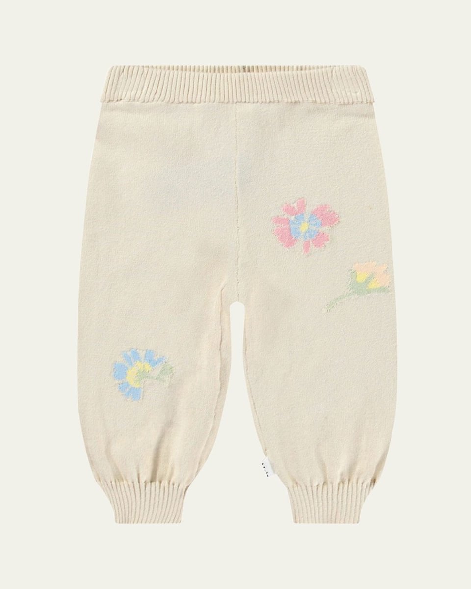 Girl's Sol Knit Floral Intarsia Pants, Size 3M-2